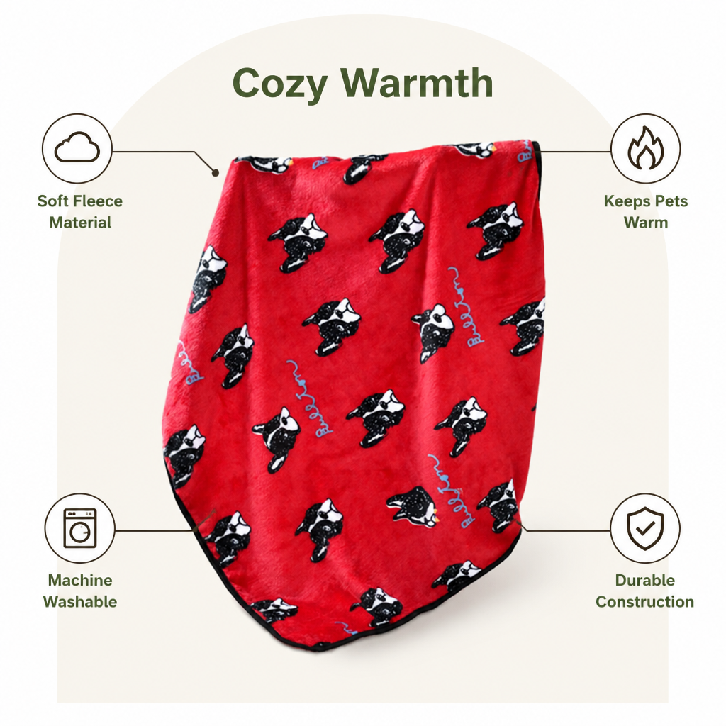 DogBedHouse Soft Fleece Washable Pet Blanket (Bulldog & Bull Terrier Prints)