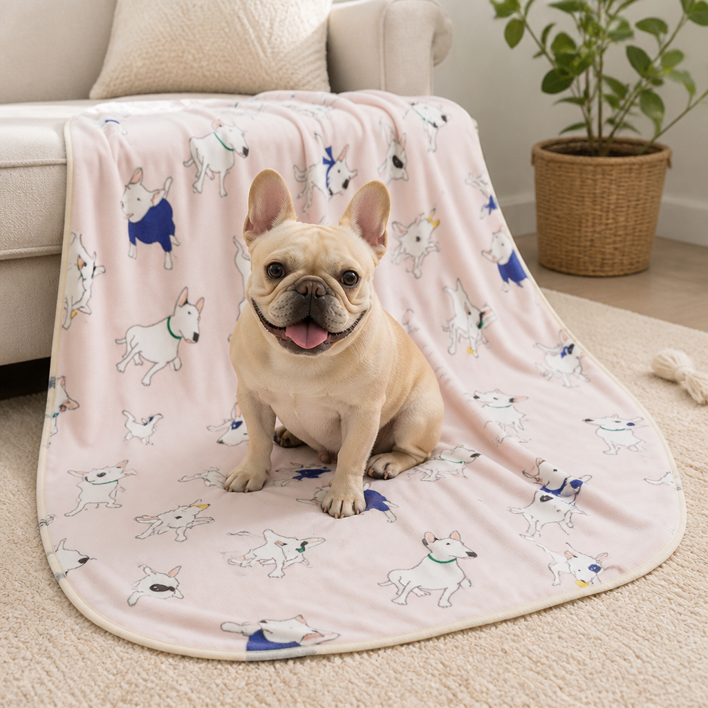 DogBedHouse Soft Fleece Washable Pet Blanket (Bulldog & Bull Terrier Prints)