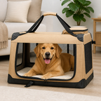 DogBedHouse Soft-Sided 3-Door Foldable Travel Carrier (Includes Mat & Straps)