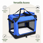 DogBedHouse Soft-Sided 3-Door Foldable Travel Carrier (Includes Mat & Straps)