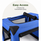 DogBedHouse Soft-Sided 3-Door Foldable Travel Carrier (Includes Mat & Straps)