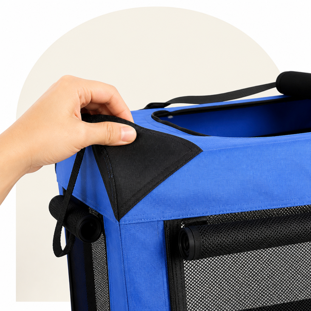 DogBedHouse Soft-Sided 3-Door Foldable Travel Carrier (Includes Mat & Straps)