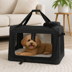 DogBedHouse Soft-Sided 3-Door Foldable Travel Carrier (Includes Mat & Straps)