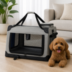 DogBedHouse Soft-Sided 3-Door Foldable Travel Carrier (Includes Mat & Straps)