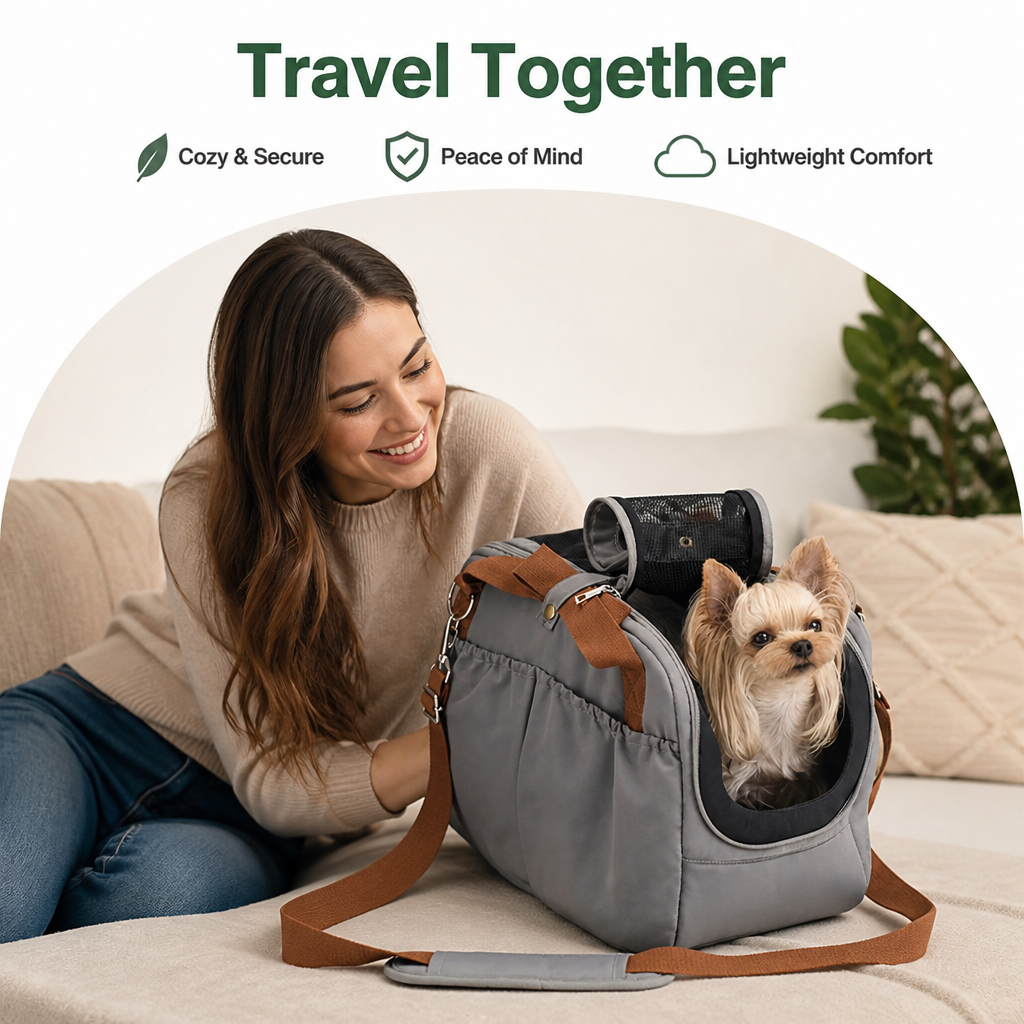 DogBedHouse Soft-Sided & Breathable Travel Carrier (Car Seat Compatible)