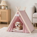 DogBedHouse Solid Pine Frame & Velvet Cushion Pet Tent (Foldable)