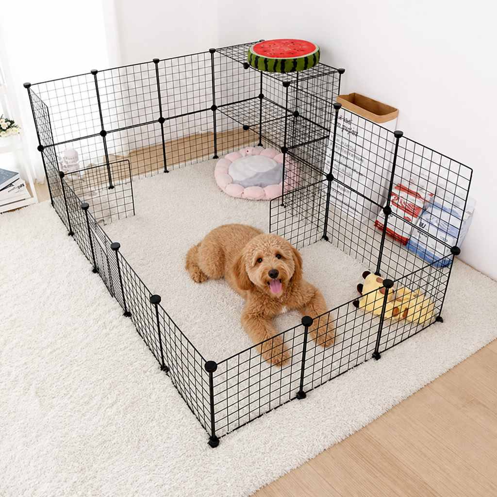 DogBedHouse Stackable & Expandable Metal Mesh Pet Fence Panels (DIY Kit)