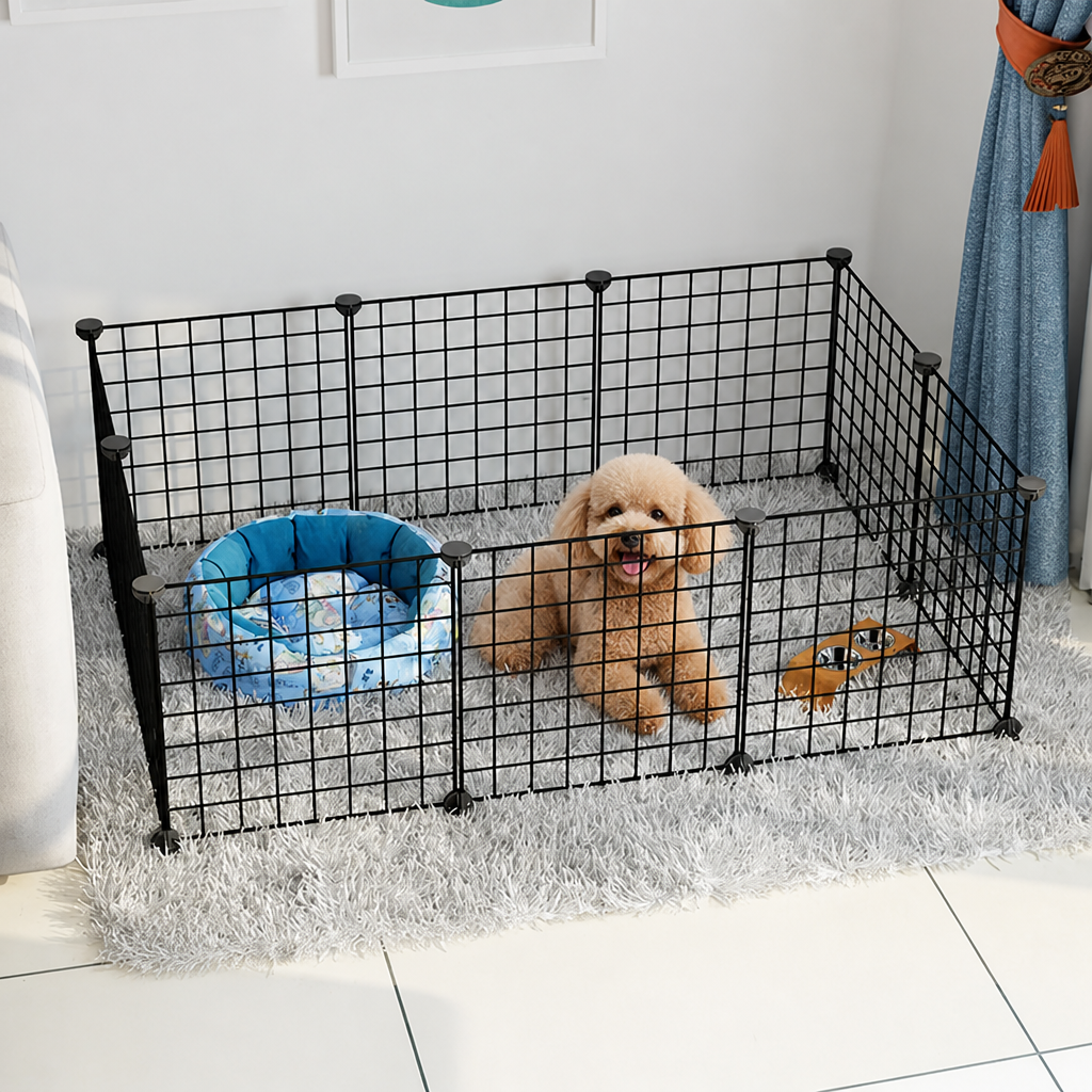 DogBedHouse Stackable & Expandable Metal Mesh Pet Fence Panels (DIY Kit)