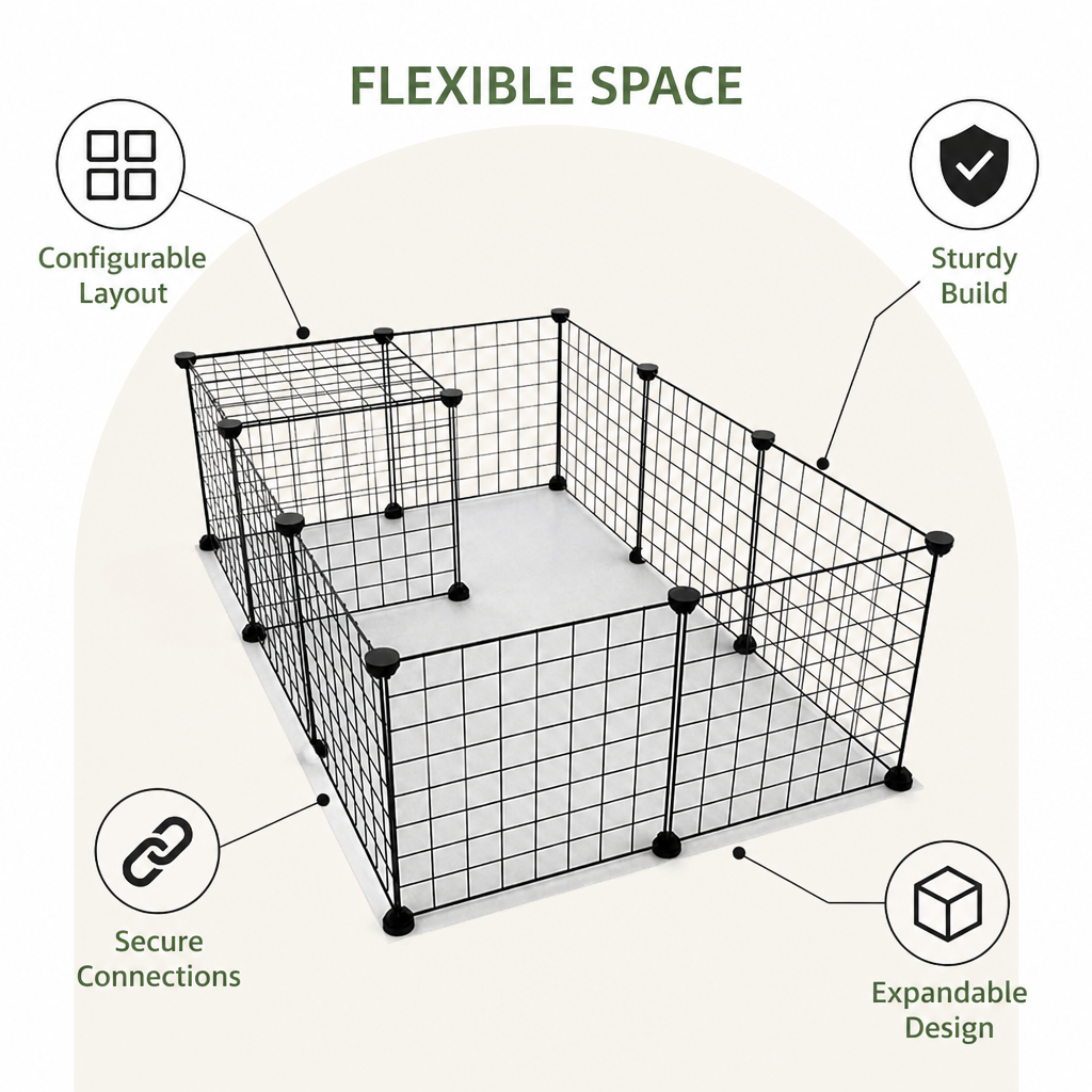 DogBedHouse Stackable & Expandable Metal Mesh Pet Fence Panels (DIY Kit)