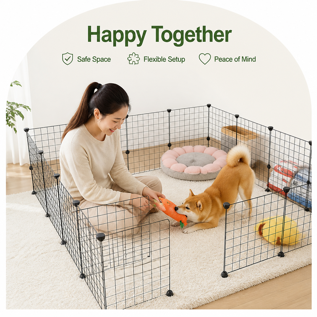 DogBedHouse Stackable & Expandable Metal Mesh Pet Fence Panels (DIY Kit)