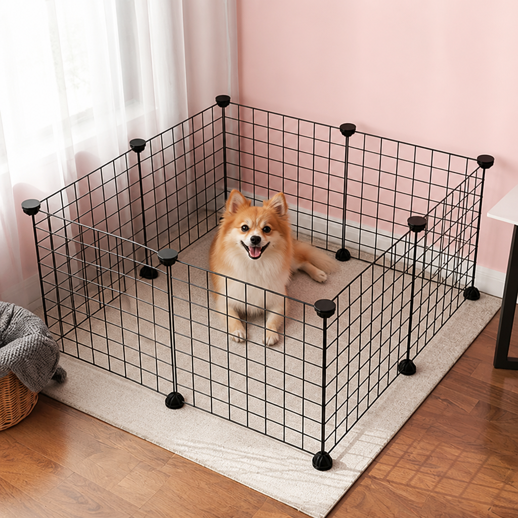 DogBedHouse Stackable & Expandable Metal Mesh Pet Fence Panels (DIY Kit)