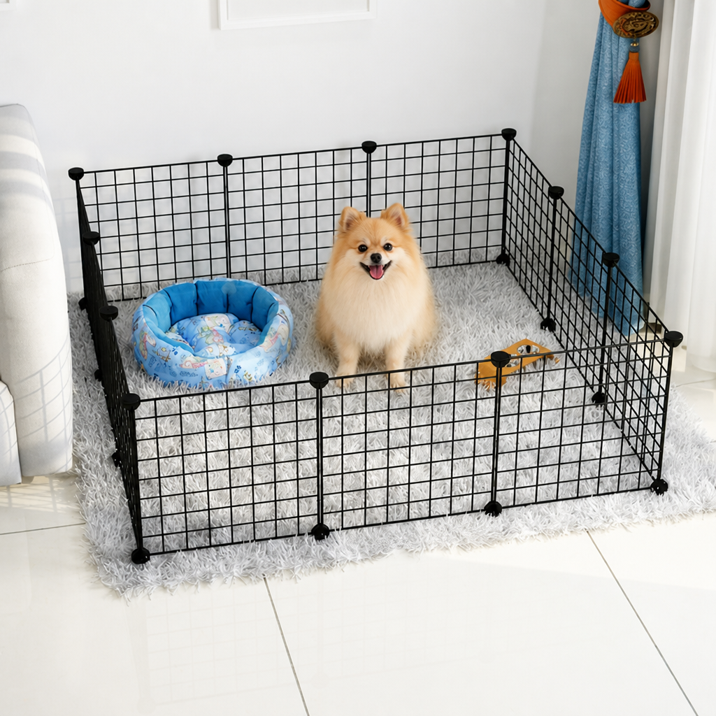 DogBedHouse Stackable & Expandable Metal Mesh Pet Fence Panels (DIY Kit)