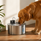 DogBedHouse Stainless Steel Sensor-Activated & Wireless Rechargeable Pet Fountain