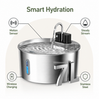 DogBedHouse Stainless Steel Sensor-Activated & Wireless Rechargeable Pet Fountain