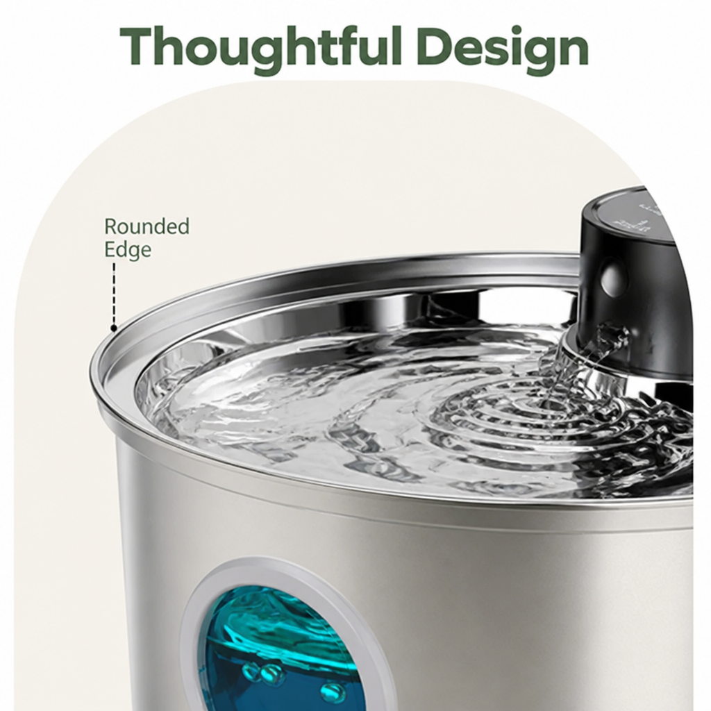 DogBedHouse Stainless Steel USB Rechargeable Sensor Pet Fountain