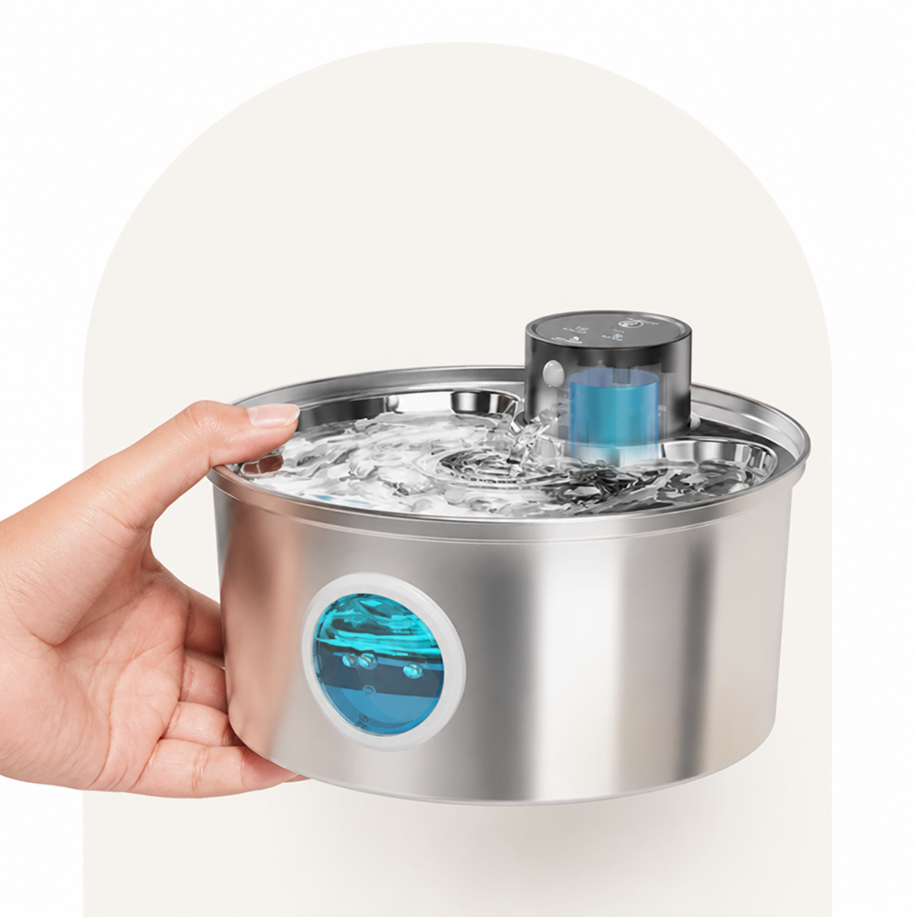DogBedHouse Stainless Steel USB Rechargeable Sensor Pet Fountain