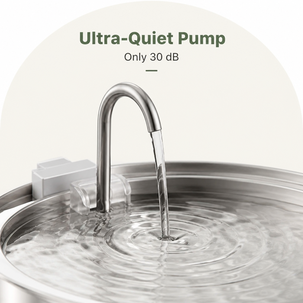 DogBedHouse Stainless Steel & Ultra-Quiet Large-Capacity Dog Water Fountain