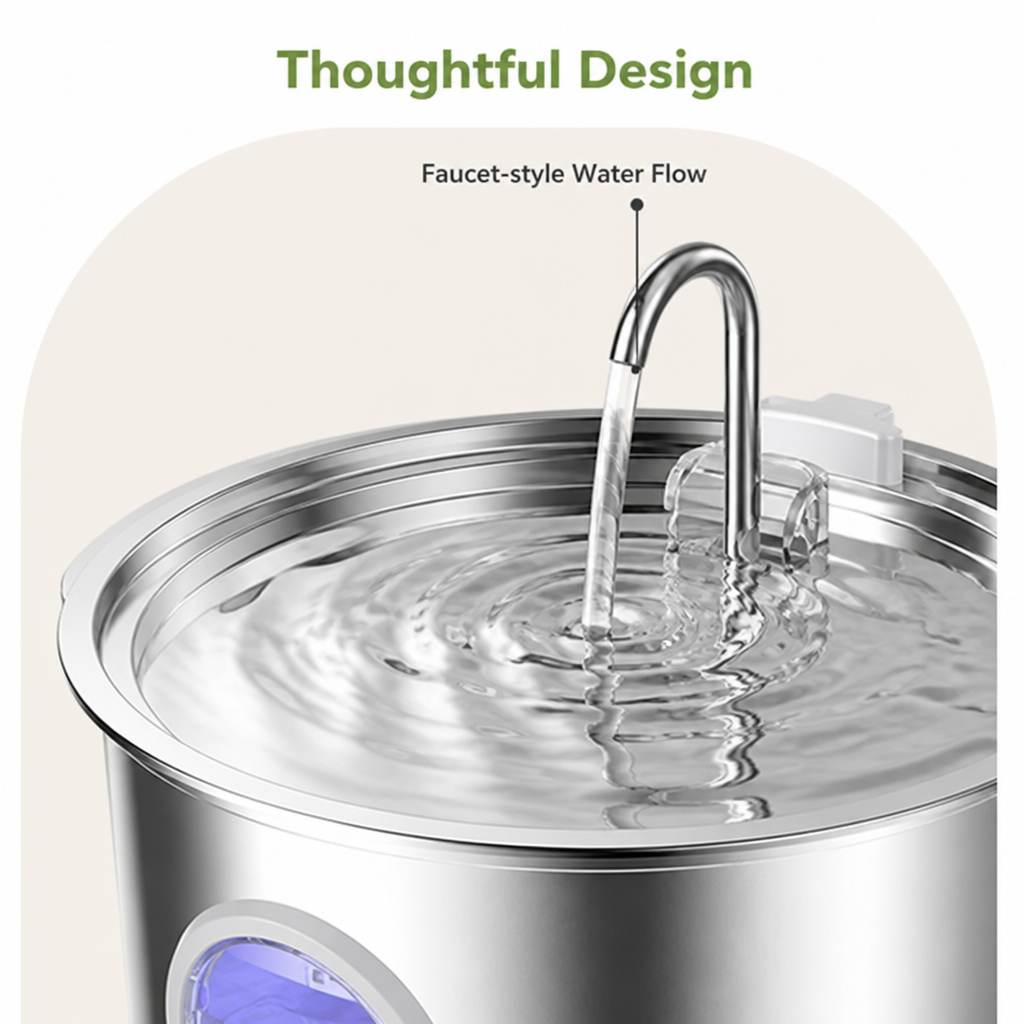 DogBedHouse Stainless Steel & Ultra-Quiet Large-Capacity Dog Water Fountain