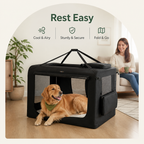 DogBedHouse Steel Frame Foldable Travel Dog Crate (Removable Mat)