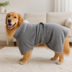 DogBedHouse Super-Absorbent Coral Fleece & Adjustable Dog Drying Coat