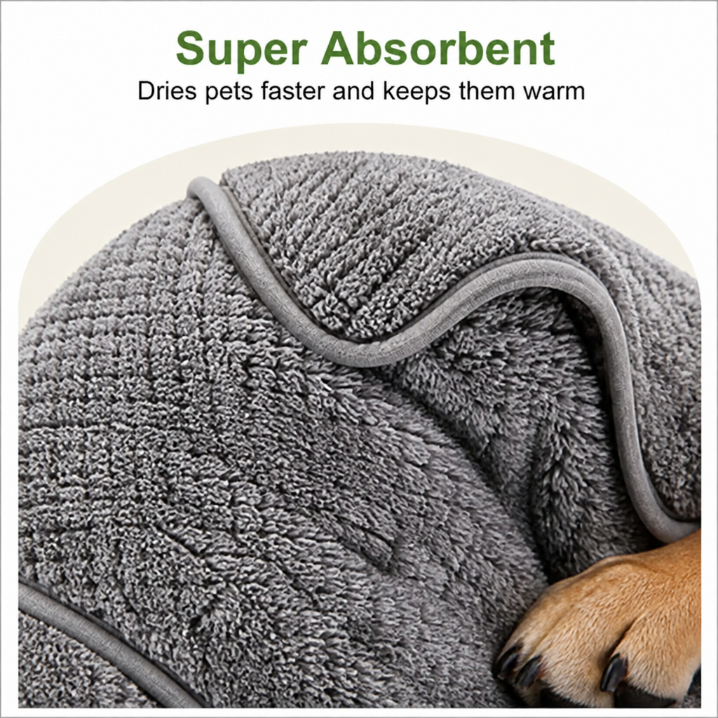 DogBedHouse Super-Absorbent Coral Fleece & Adjustable Dog Drying Coat