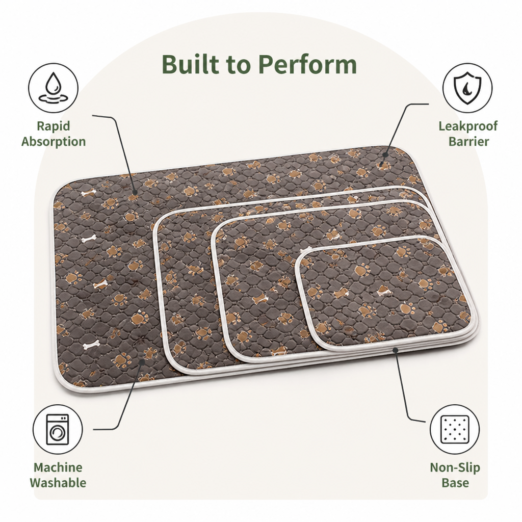 DogBedHouse Super Absorbent & Machine-Washable Dog Training Pad (Waterproof Backing)