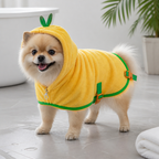 DogBedHouse Super-Absorbent Microfiber Hooded Dog Bathrobe