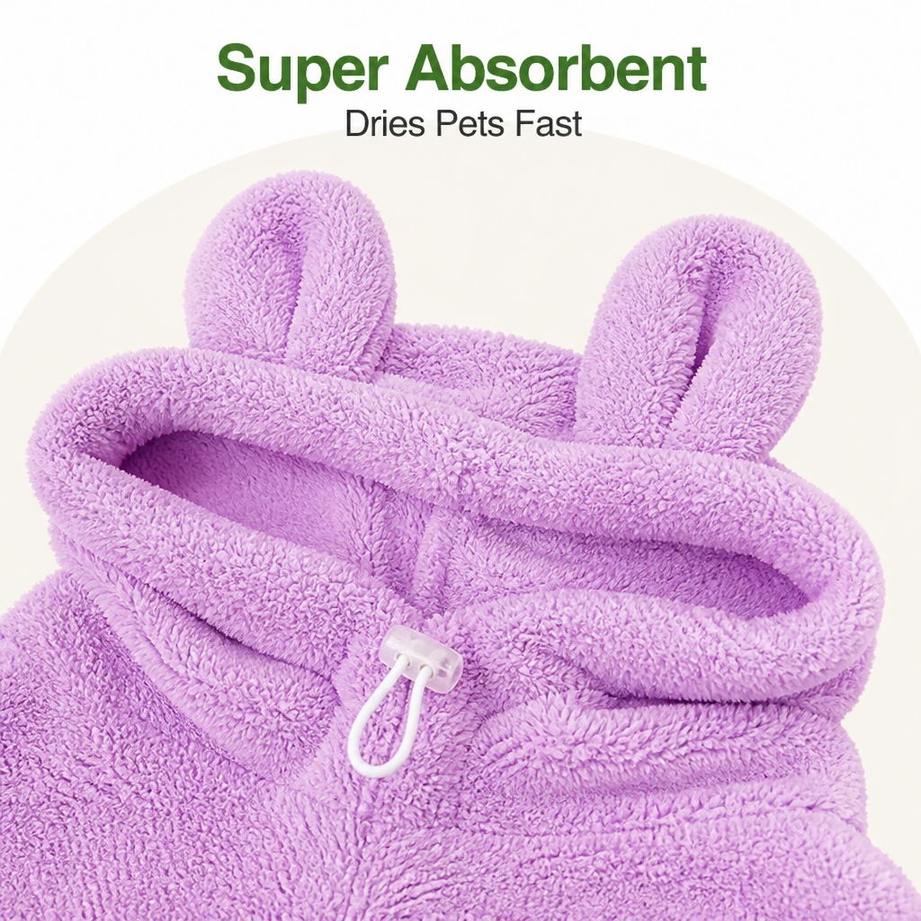 DogBedHouse Super-Absorbent Microfiber Hooded Dog Bathrobe