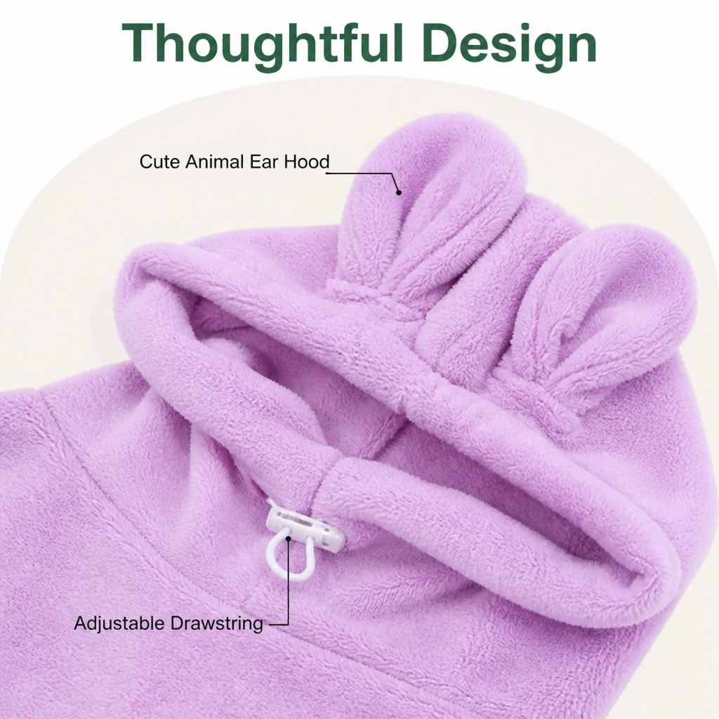 DogBedHouse Super-Absorbent Microfiber Hooded Dog Bathrobe