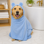 DogBedHouse Super-Absorbent Microfiber Hooded Dog Bathrobe