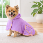 DogBedHouse Super-Absorbent Microfiber Hooded Dog Bathrobe