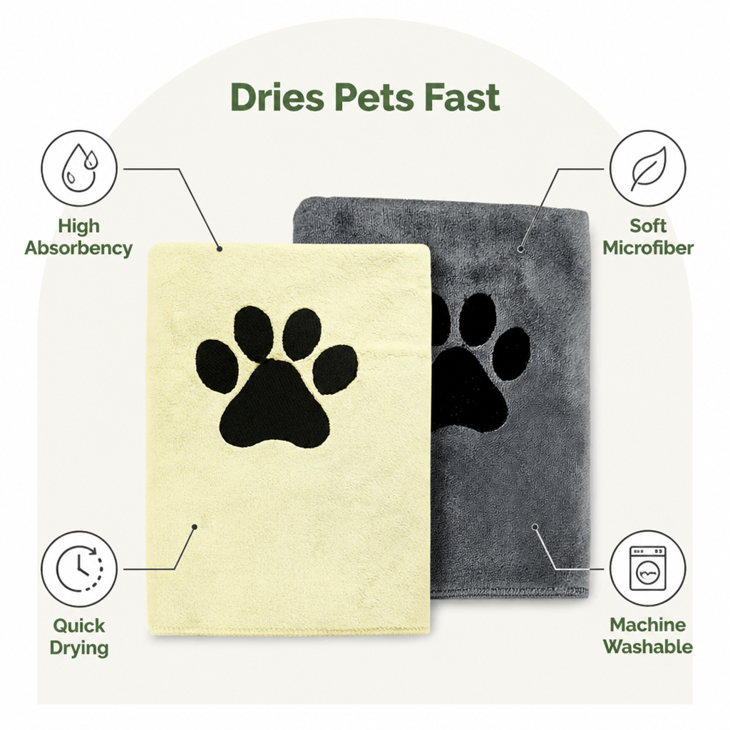 DogBedHouse Super Absorbent Quick-Dry Microfiber Pet Towel