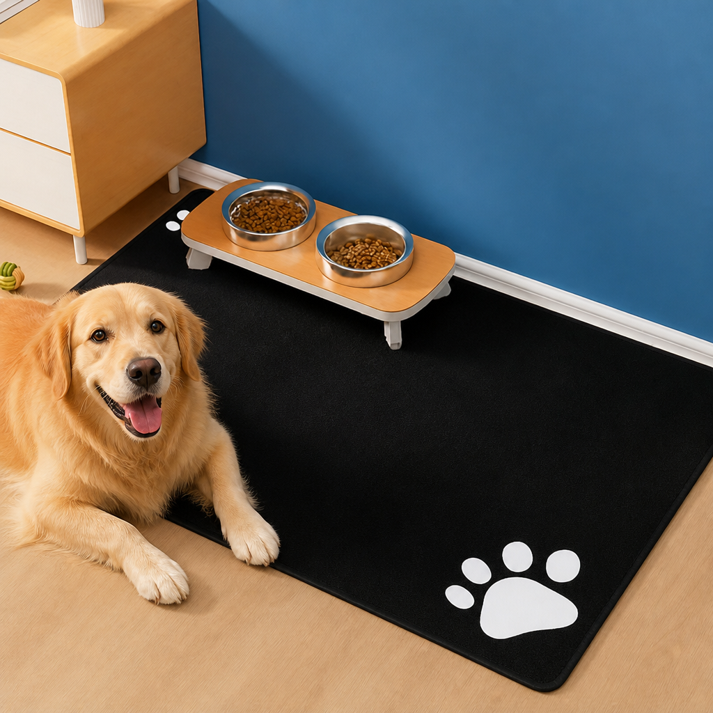DogBedHouse Super-Absorbent Quick-Dry & Non-Slip Dog Bowl Mat