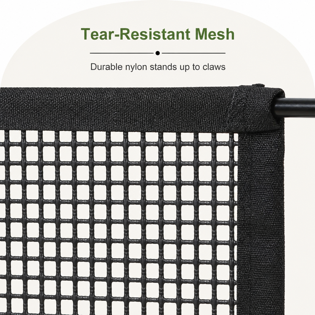 DogBedHouse Tear-Resistant Nylon Mesh Dog Gate (Adhesive Hooks)