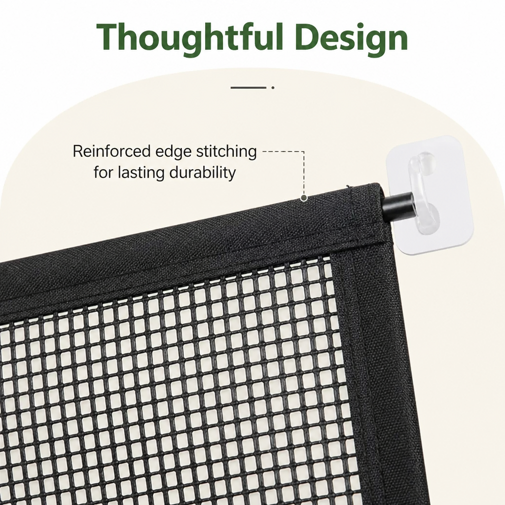 DogBedHouse Tear-Resistant Nylon Mesh Dog Gate (Adhesive Hooks)