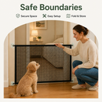 DogBedHouse Tear-Resistant Nylon Mesh Dog Gate (Adhesive Hooks)