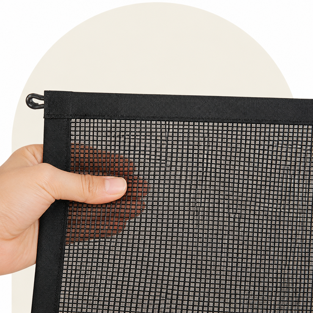 DogBedHouse Tear-Resistant Nylon Mesh Dog Gate (Adhesive Hooks)
