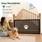 DogBedHouse Tear-Resistant Nylon Mesh & No-Drill Dog Gate For Stairs