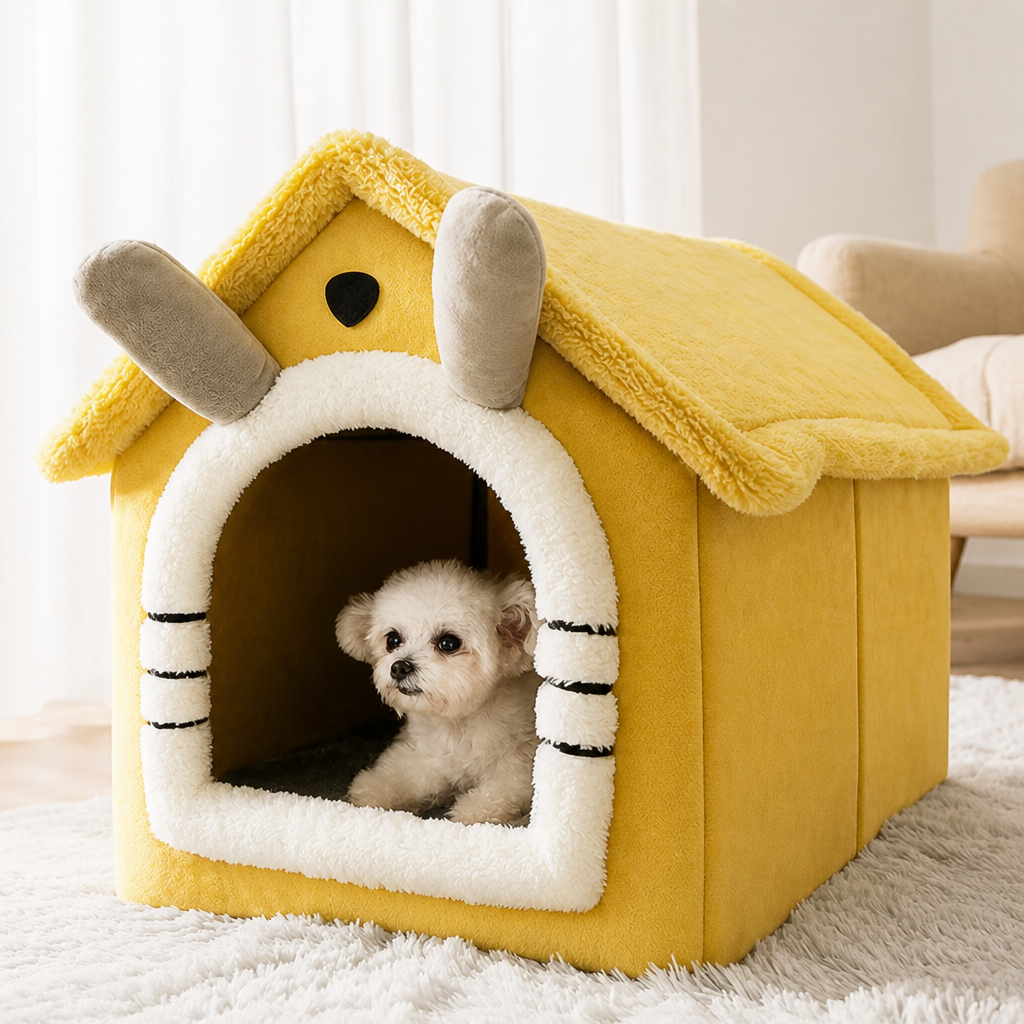 DogBedHouse Teddy Plush & All-Season House-Style Dog Bed