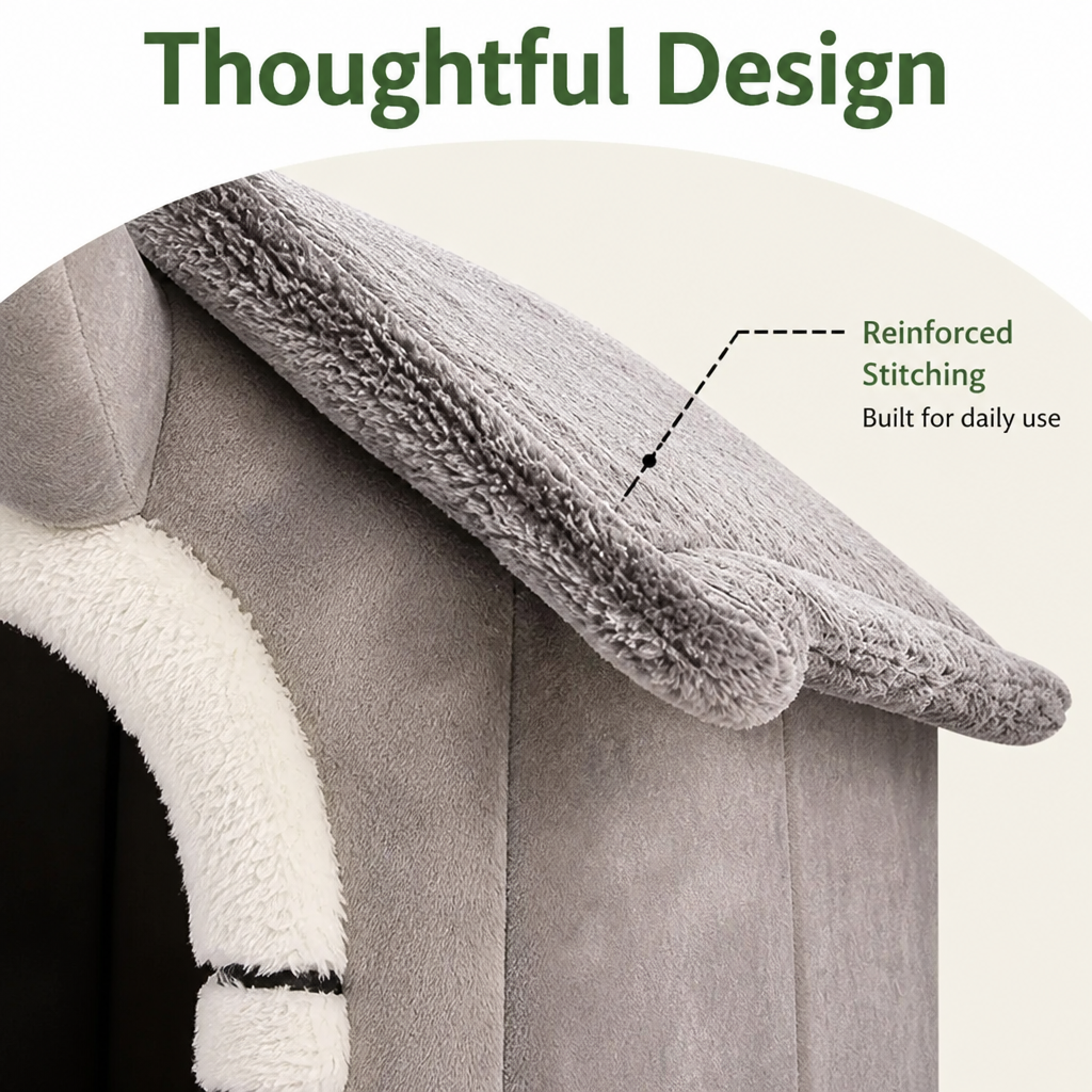 DogBedHouse Teddy Plush & All-Season House-Style Dog Bed