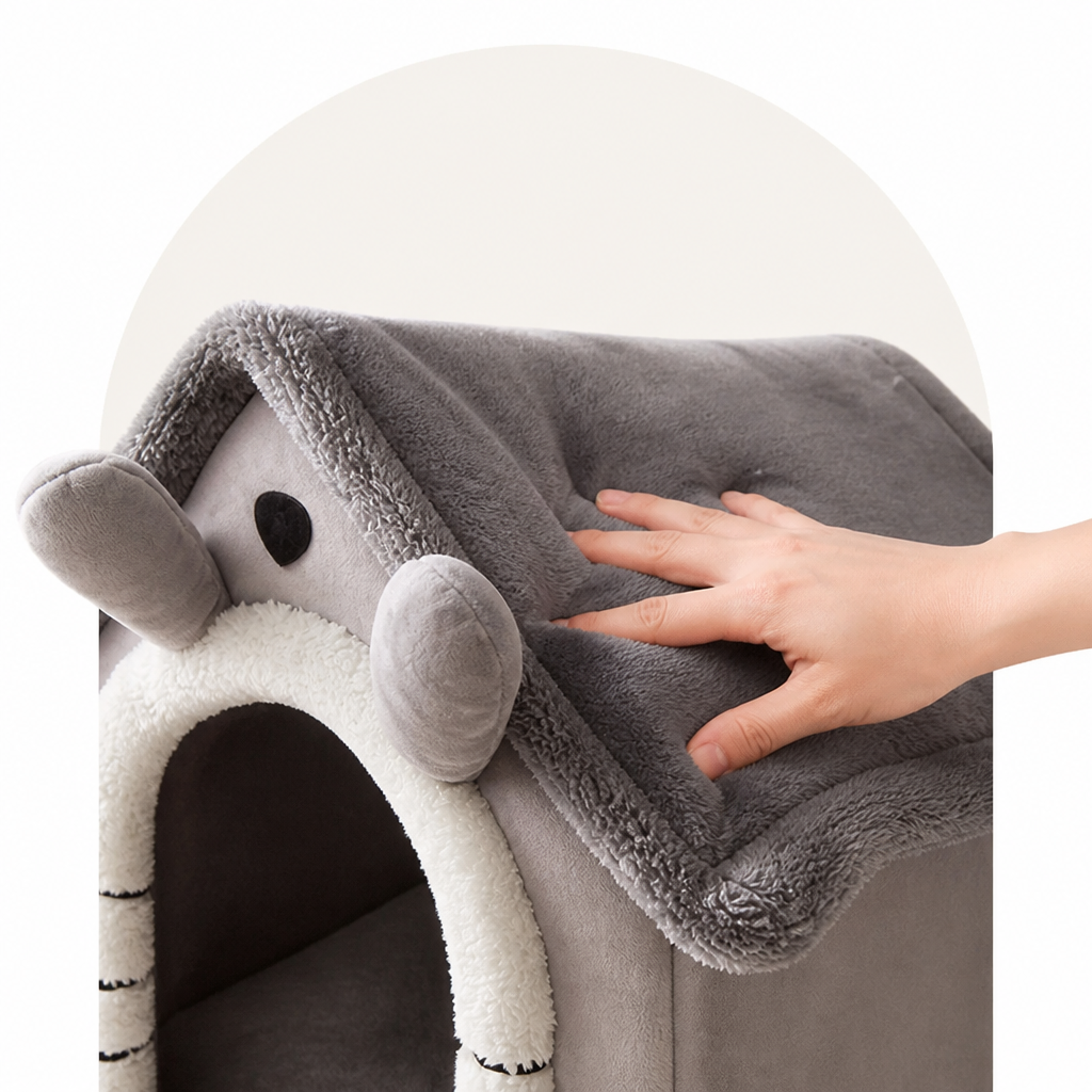 DogBedHouse Teddy Plush & All-Season House-Style Dog Bed