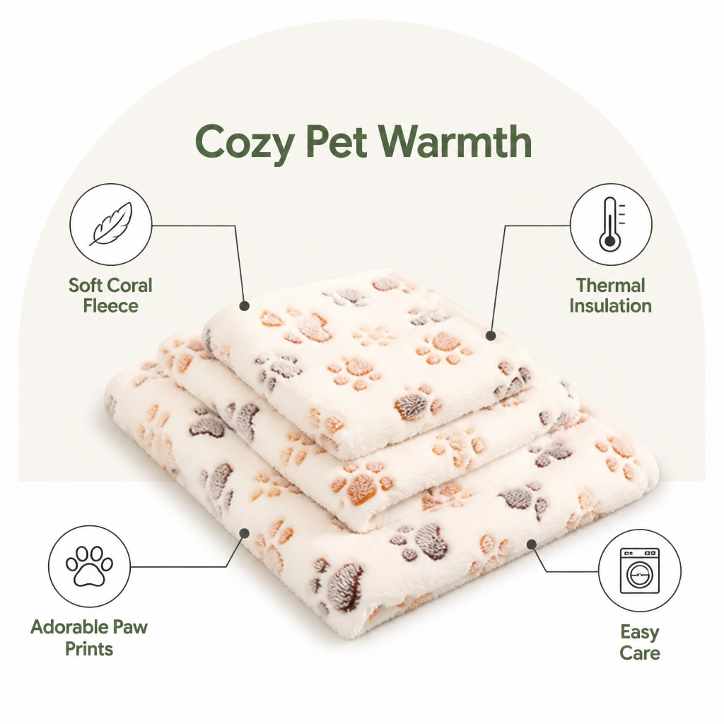 DogBedHouse Thermal Plush Coral Fleece Pet Blanket