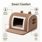 DogBedHouse Thermal Plush Cotton Enclosed Dog Bed