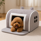 DogBedHouse Thermal Plush Cotton Enclosed Dog Bed