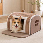 DogBedHouse Thermal Plush Cotton Enclosed Dog Bed