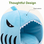 DogBedHouse Thermally Insulated Shark Plush Cave Bed (Detachable Washable Cushion)