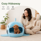 DogBedHouse Thermally Insulated Shark Plush Cave Bed (Detachable Washable Cushion)