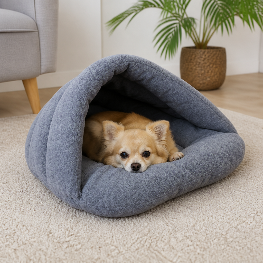 DogBedHouse Thick Fleece & Calming Cave Bed
