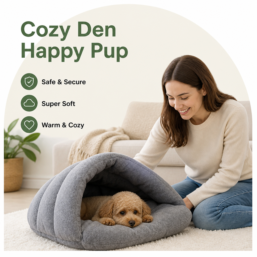 DogBedHouse Thick Fleece & Calming Cave Bed