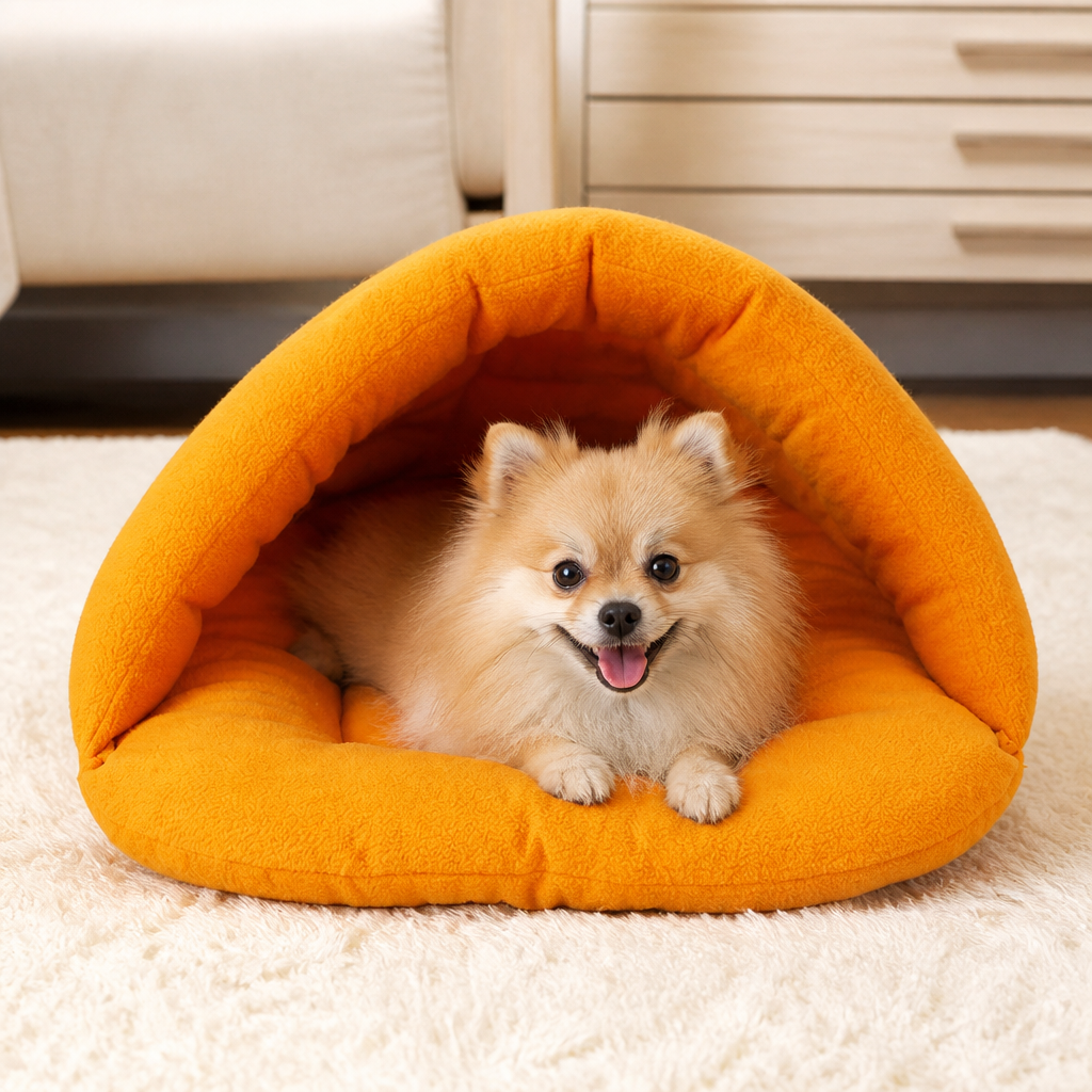DogBedHouse Thick Fleece & Calming Cave Bed